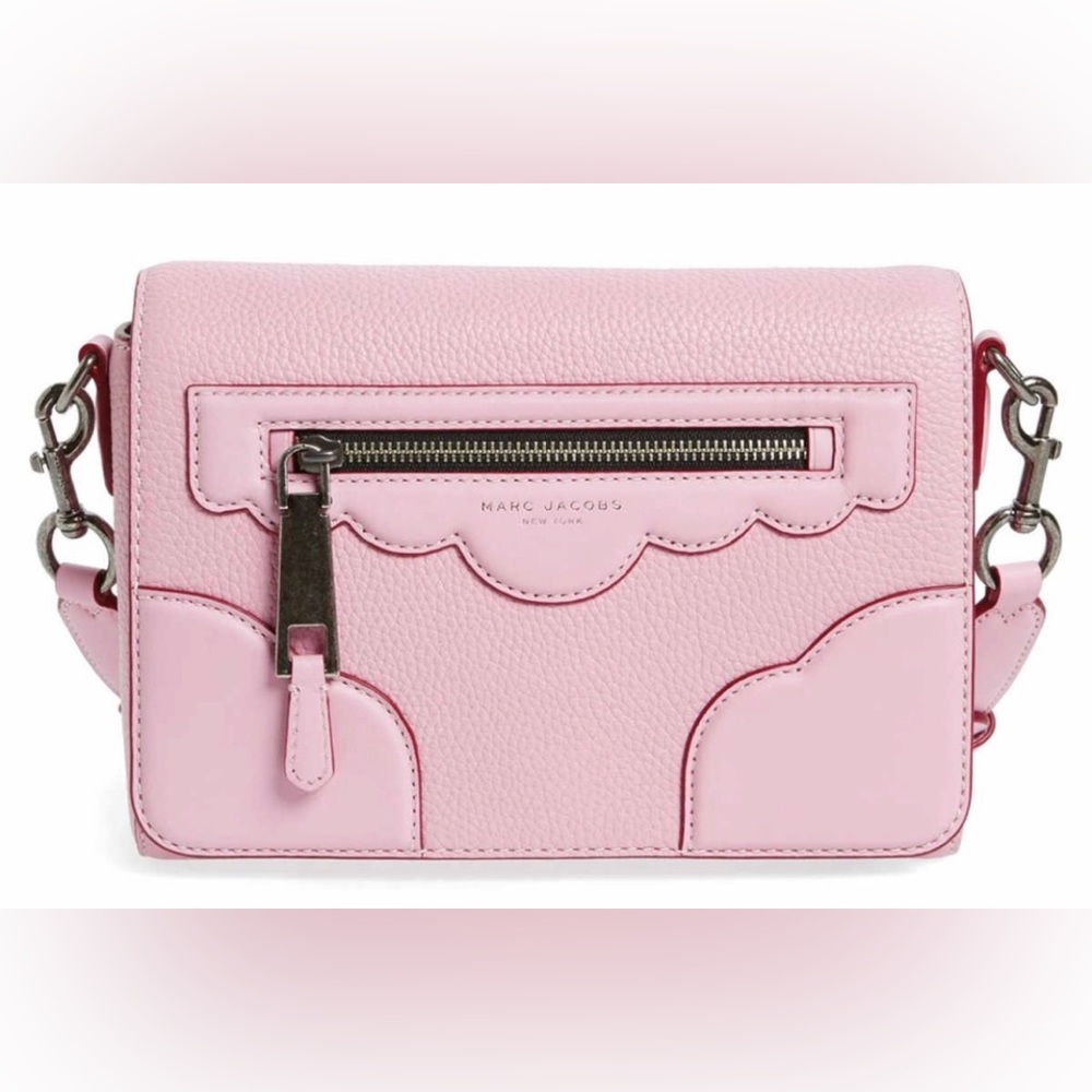 Marc Jacobs Scollop Edge Detail Leather Crossbody Bag Pink Fleur